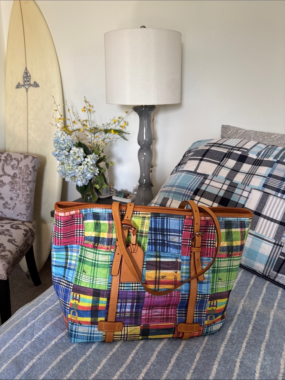 Dooney & Bourke ~ Patchwork Tote Bag with Leather Trim